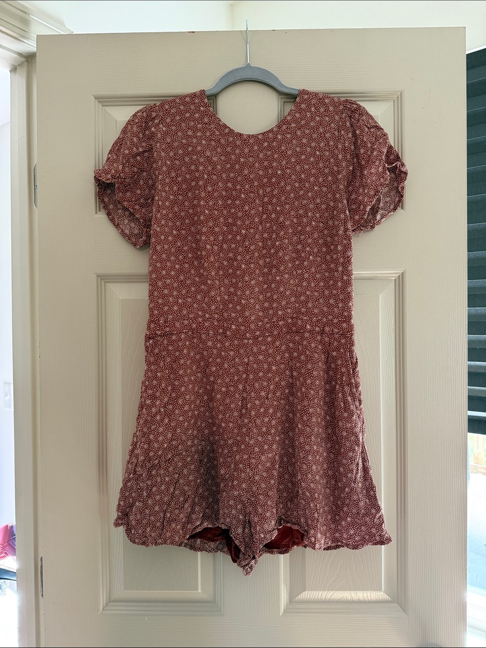 Abercrombie & Fitch Rust Floral Short-Sleeve Romper